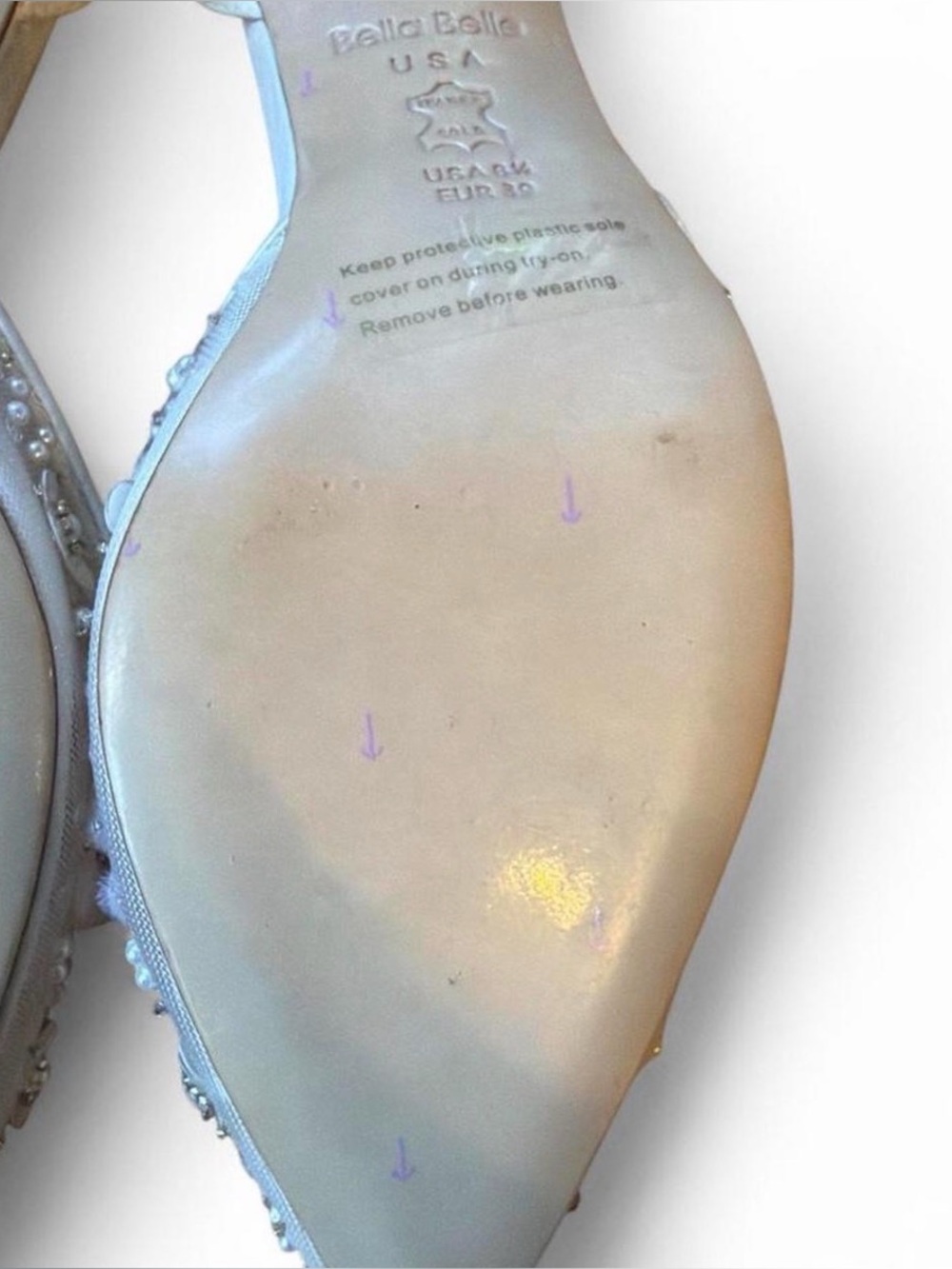 Bella Belle Rosa Floral Pearl beaded wedding heels. Size 8.5 - Picture 5 of 7